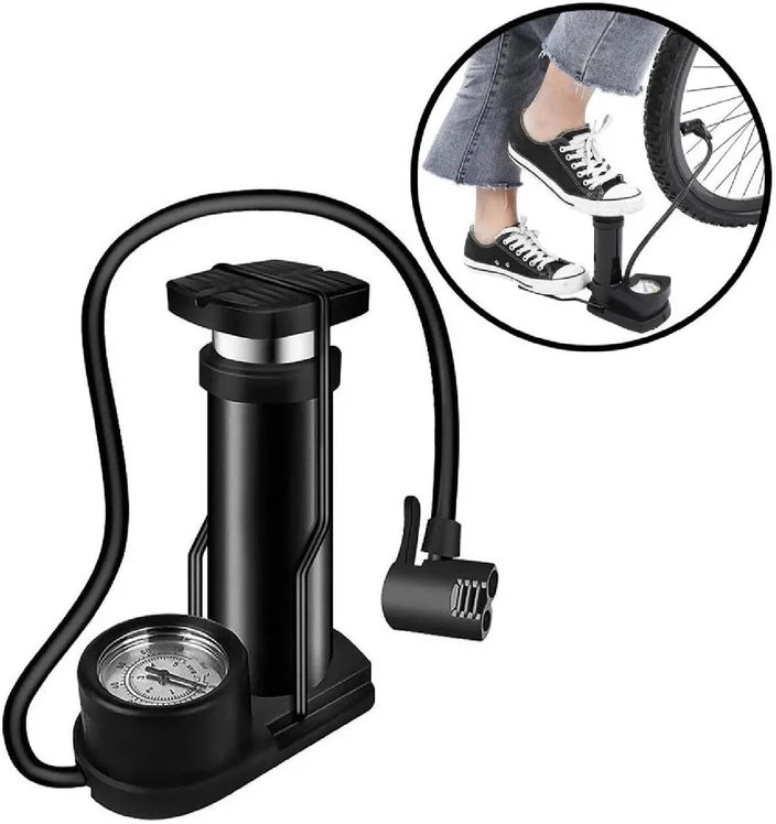 High Pressure Foot Air Pump with Gauge Heavy-Duty