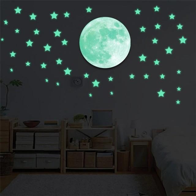 Product details of 100pcs Stars Moon Glowing In The Dark Sticker Lighting in Night Art