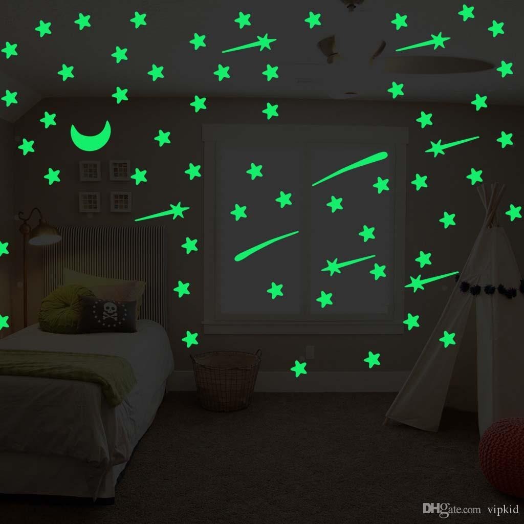 Product details of 100pcs Stars Moon Glowing In The Dark Sticker Lighting in Night Art