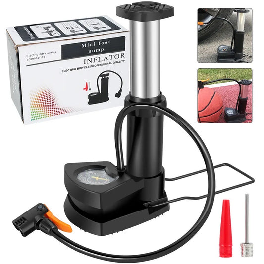 High Pressure Foot Air Pump with Gauge Heavy-Duty