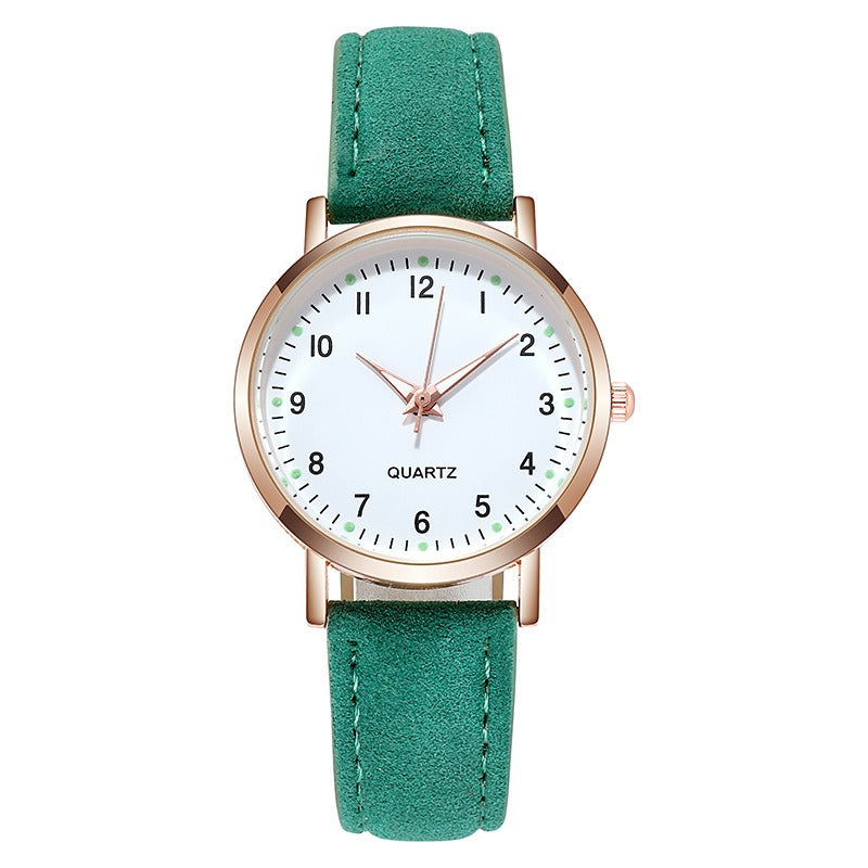 Luminous Watch- Ladies Simple Digital Retro Frosted Leather