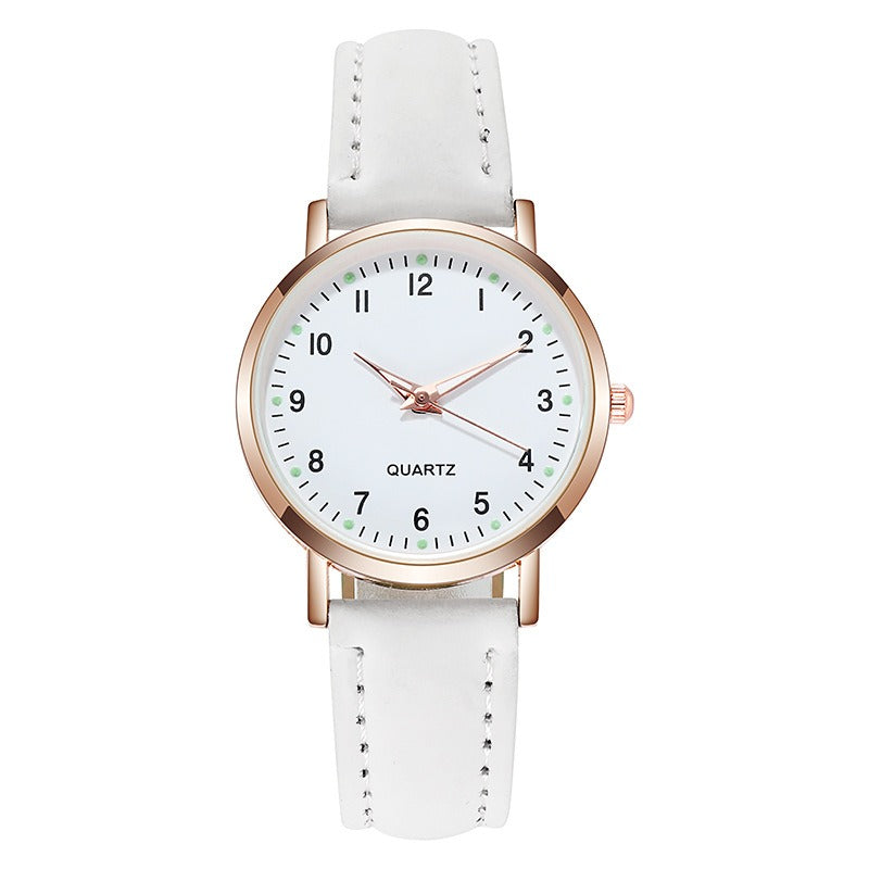 Luminous Watch- Ladies Simple Digital Retro Frosted Leather