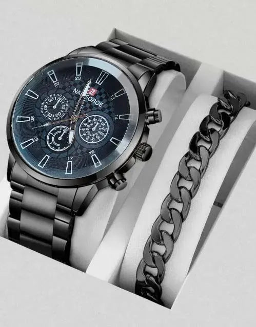 Pack of 2 Fashion Mens Stainless Steel Watches