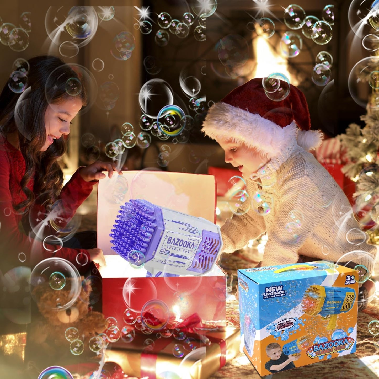 36 Holes, Electric, Bubble Machine, Bubble Gun, Includes Bubble Liquid