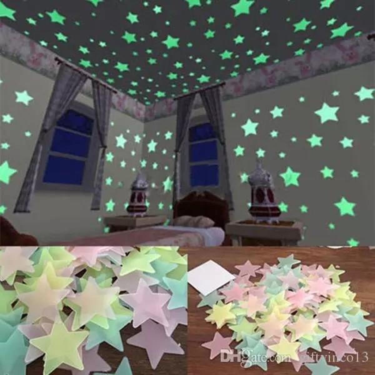 Product details of 100pcs Stars Moon Glowing In The Dark Sticker Lighting in Night Art