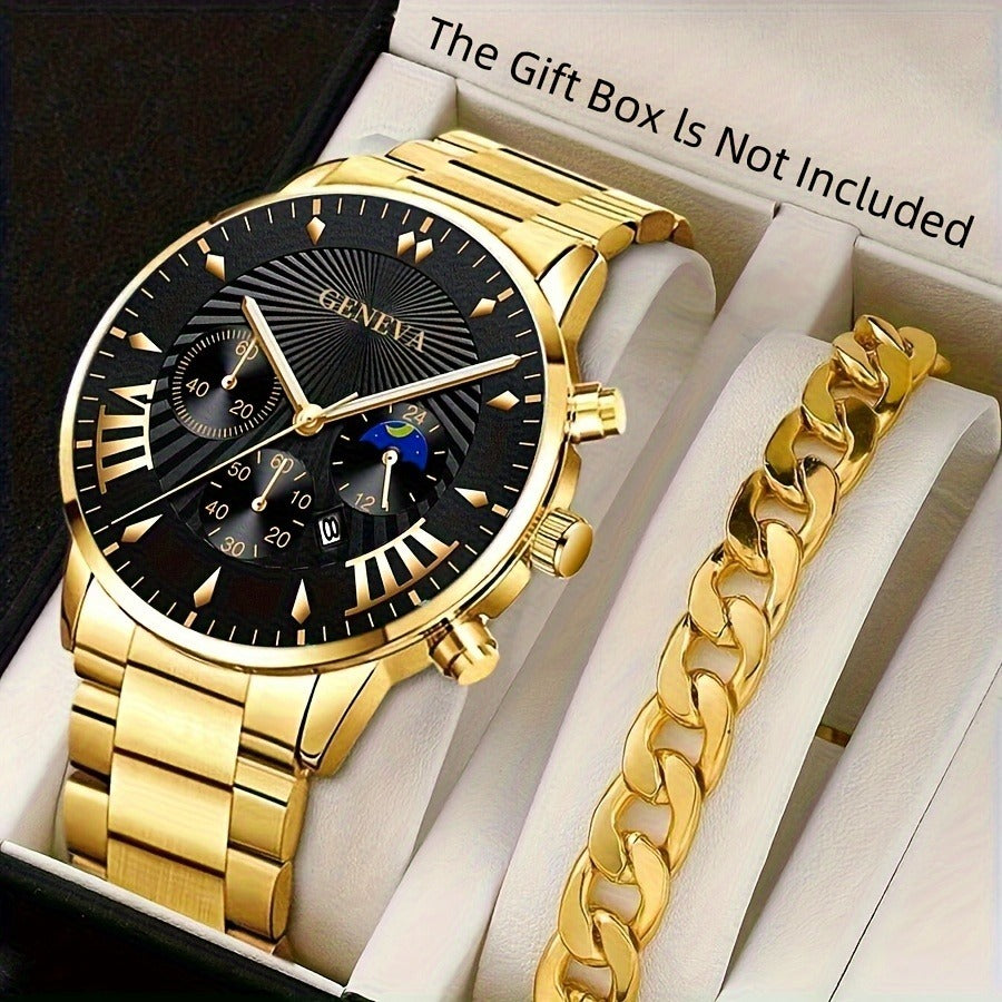 Pack of 2 Fashion Mens Stainless Steel Watches