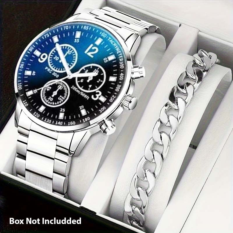 Pack of 2 Fashion Mens Stainless Steel Watches