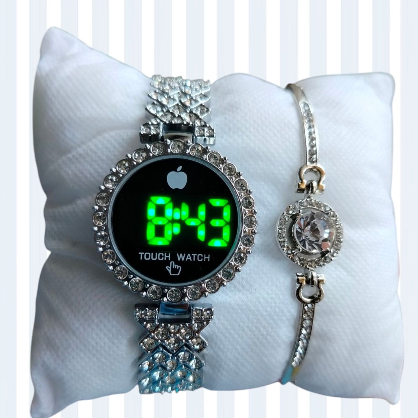 NEW FASHIONABLE STONE TOUCH ROUND LADIES WATCH FOR WOMEN