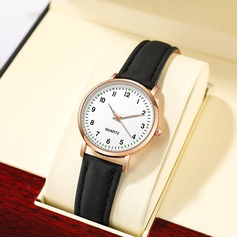 Luminous Watch- Ladies Simple Digital Retro Frosted Leather